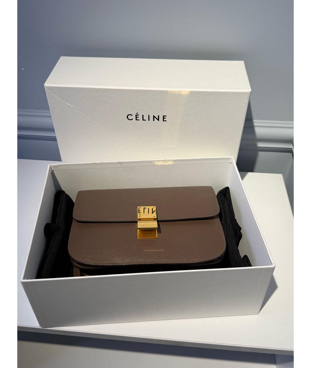 CELINE Бежевая кожаная сумка через плечо, фото 2