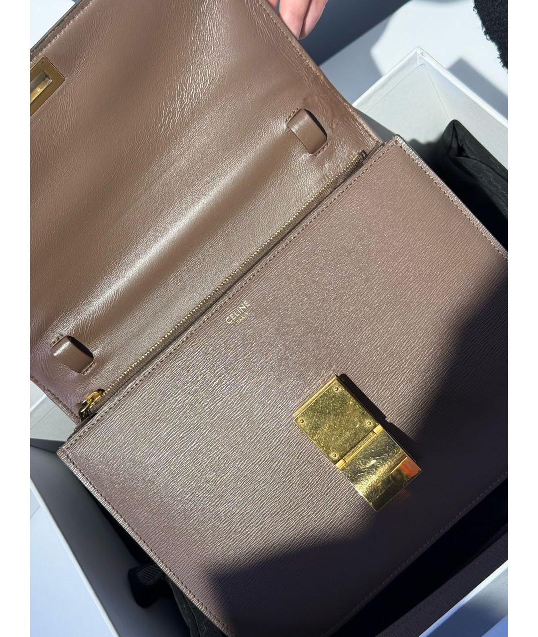 CELINE Бежевая кожаная сумка через плечо, фото 4