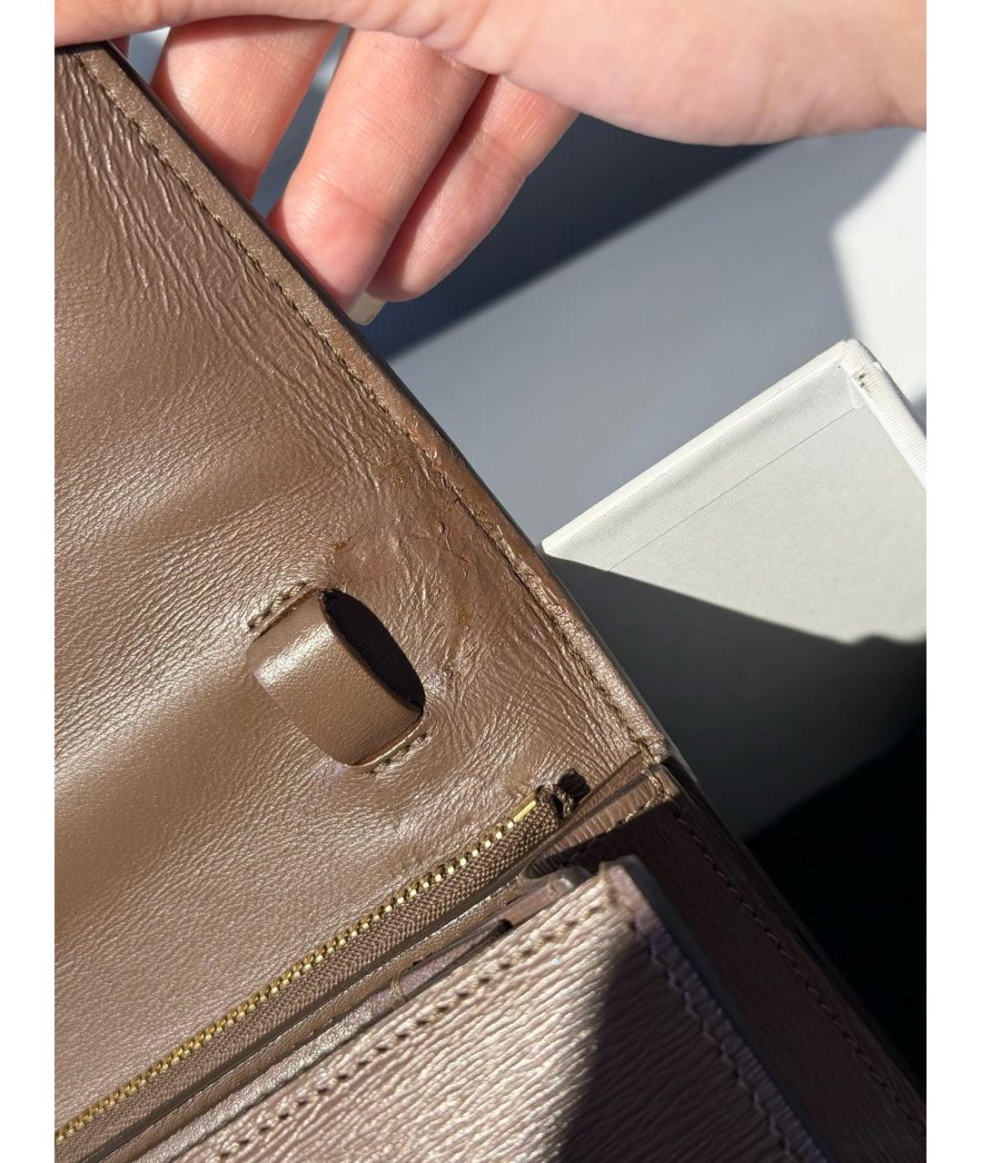CELINE Бежевая кожаная сумка через плечо, фото 6