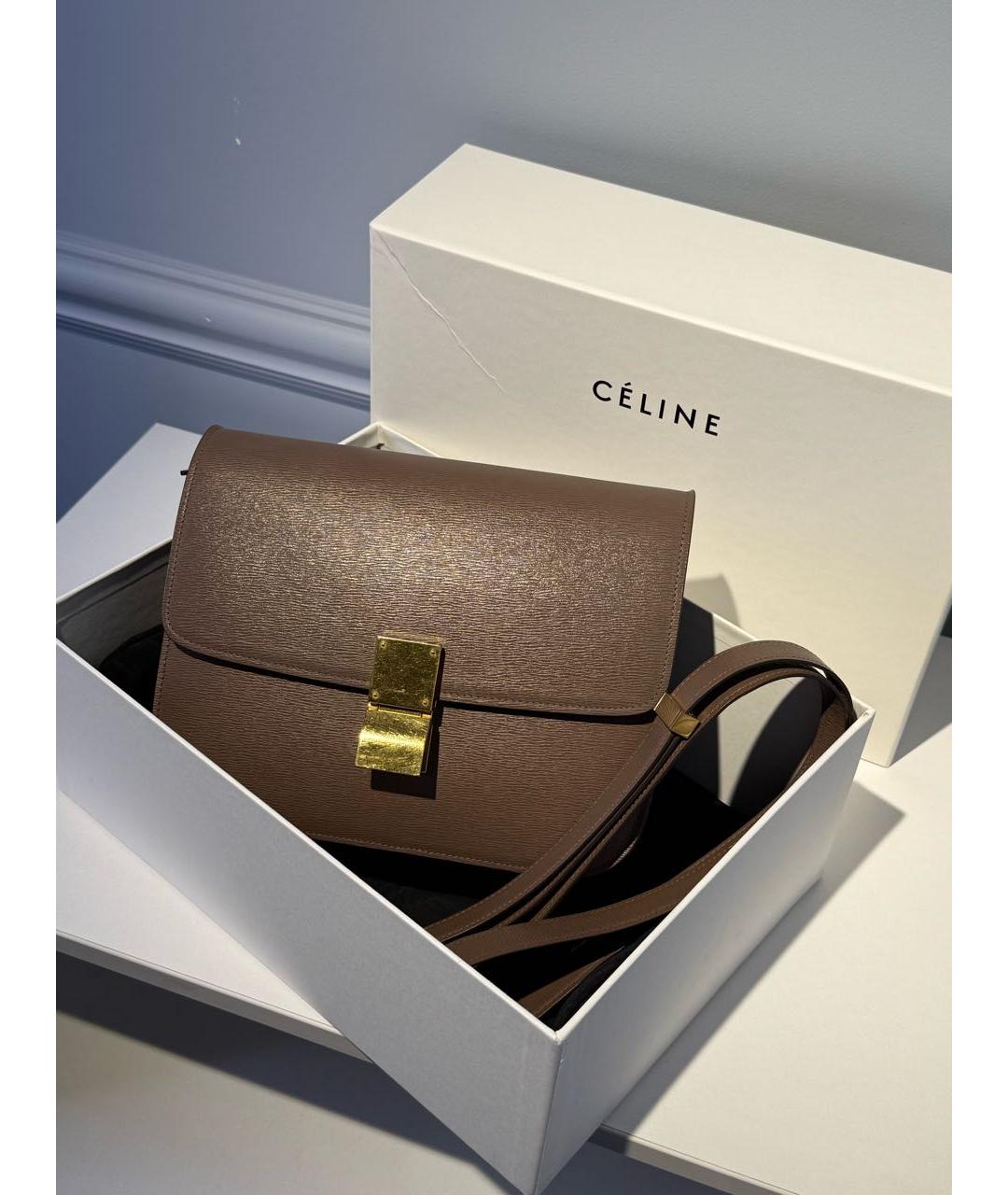 CELINE Бежевая кожаная сумка через плечо, фото 7