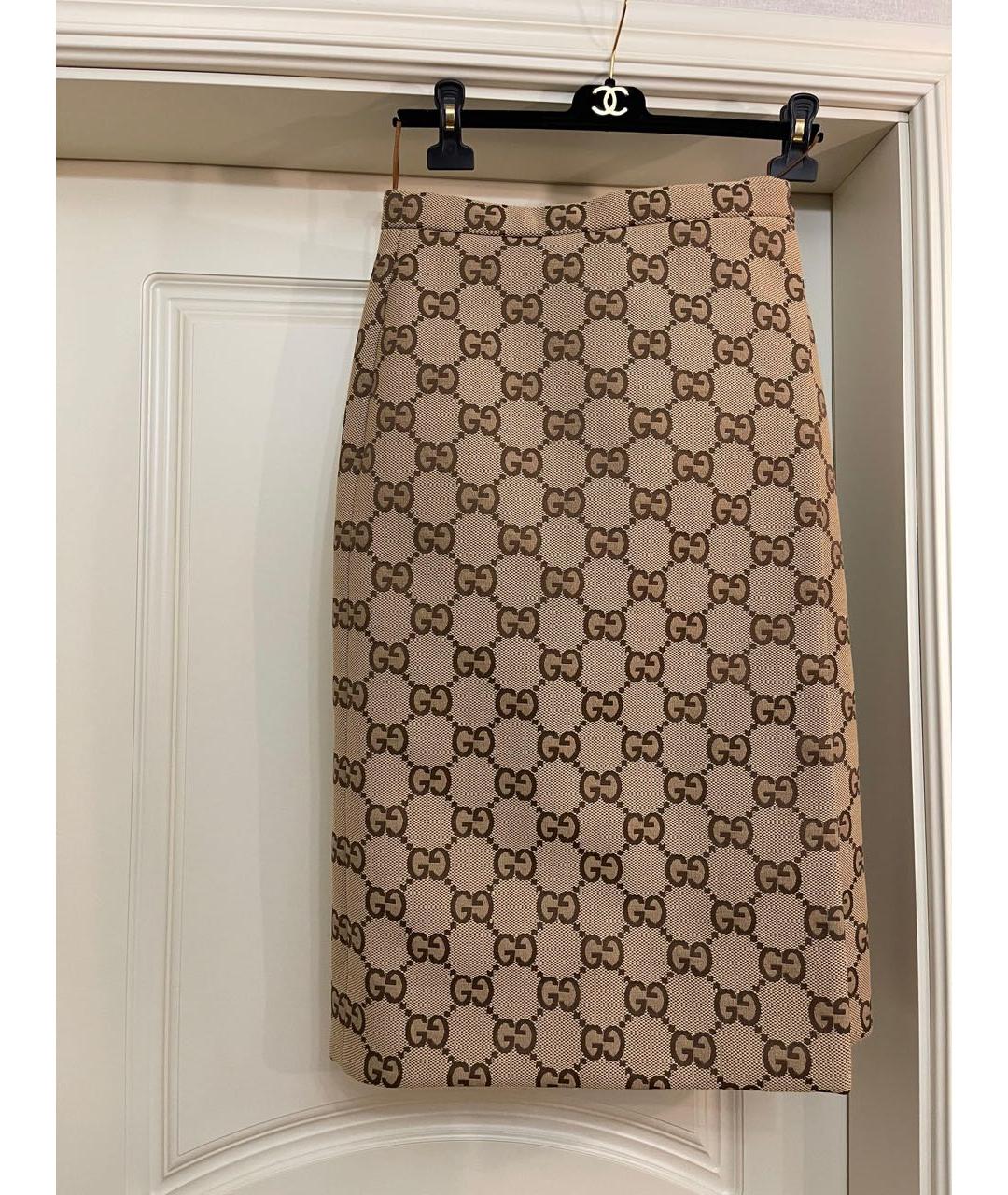 GUCCI Коричневая хлопковая юбка миди, фото 7