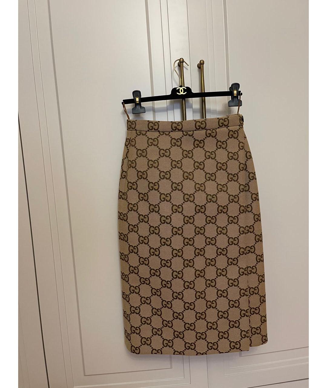 GUCCI Коричневая хлопковая юбка миди, фото 3