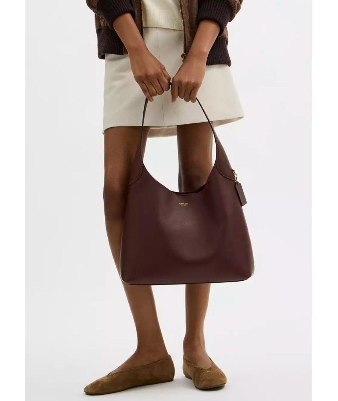 COACH Коричневая кожаная сумка тоут, фото 2