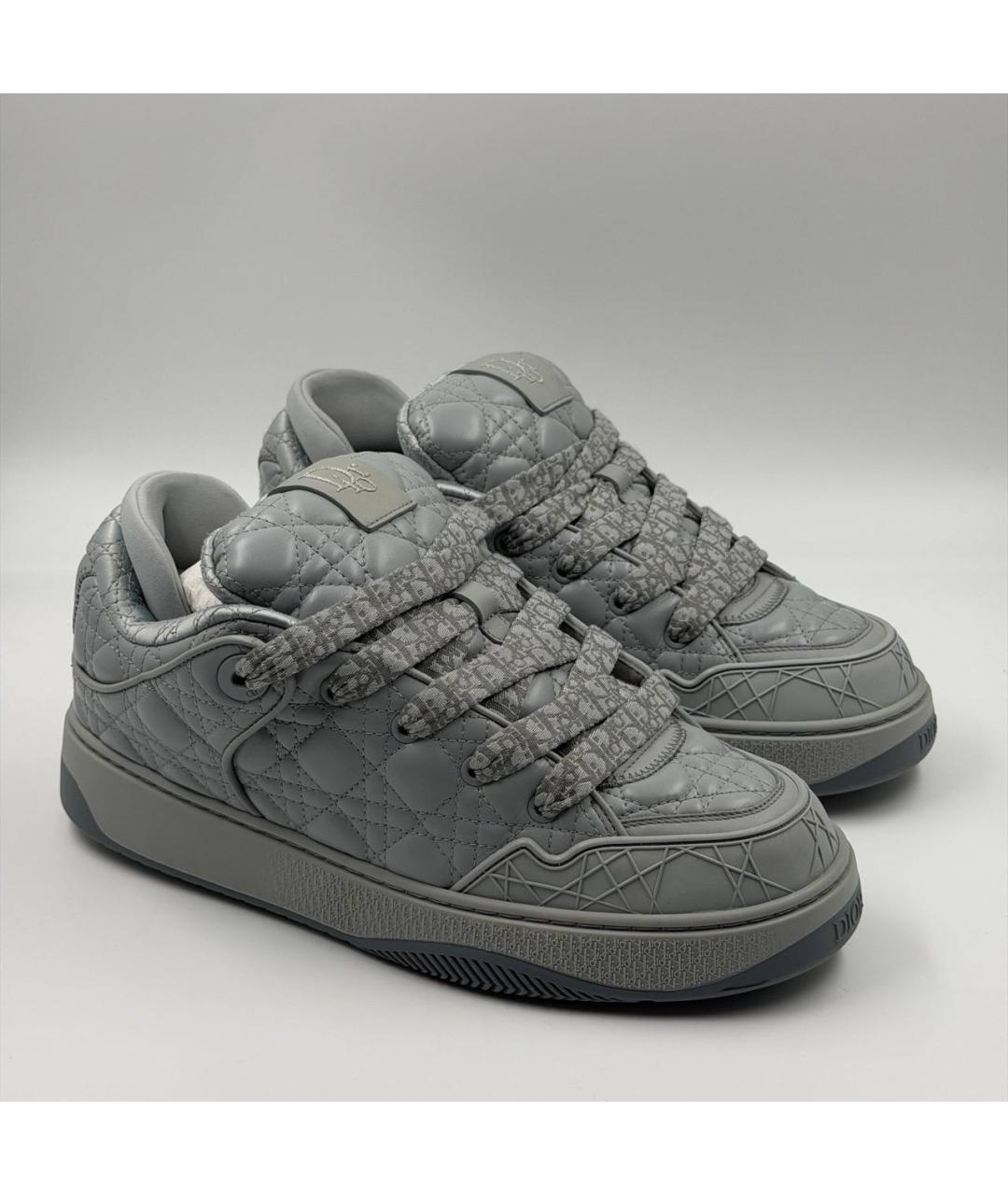 CHRISTIAN DIOR Серые кожаные низкие кроссовки / кеды, фото 2