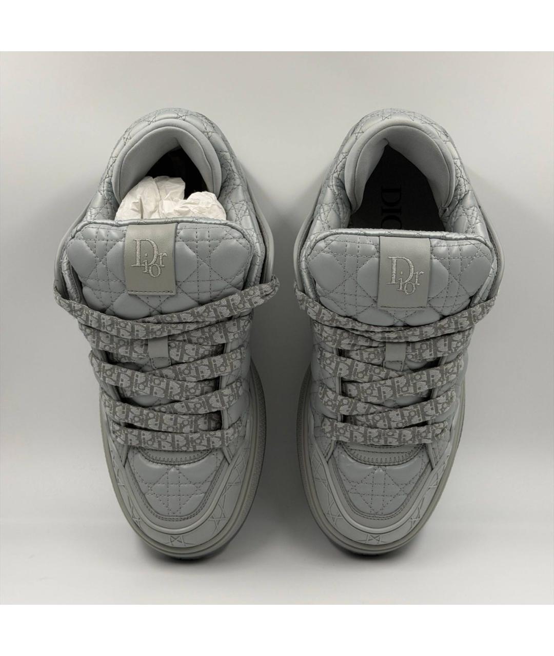 CHRISTIAN DIOR Серые кожаные низкие кроссовки / кеды, фото 3