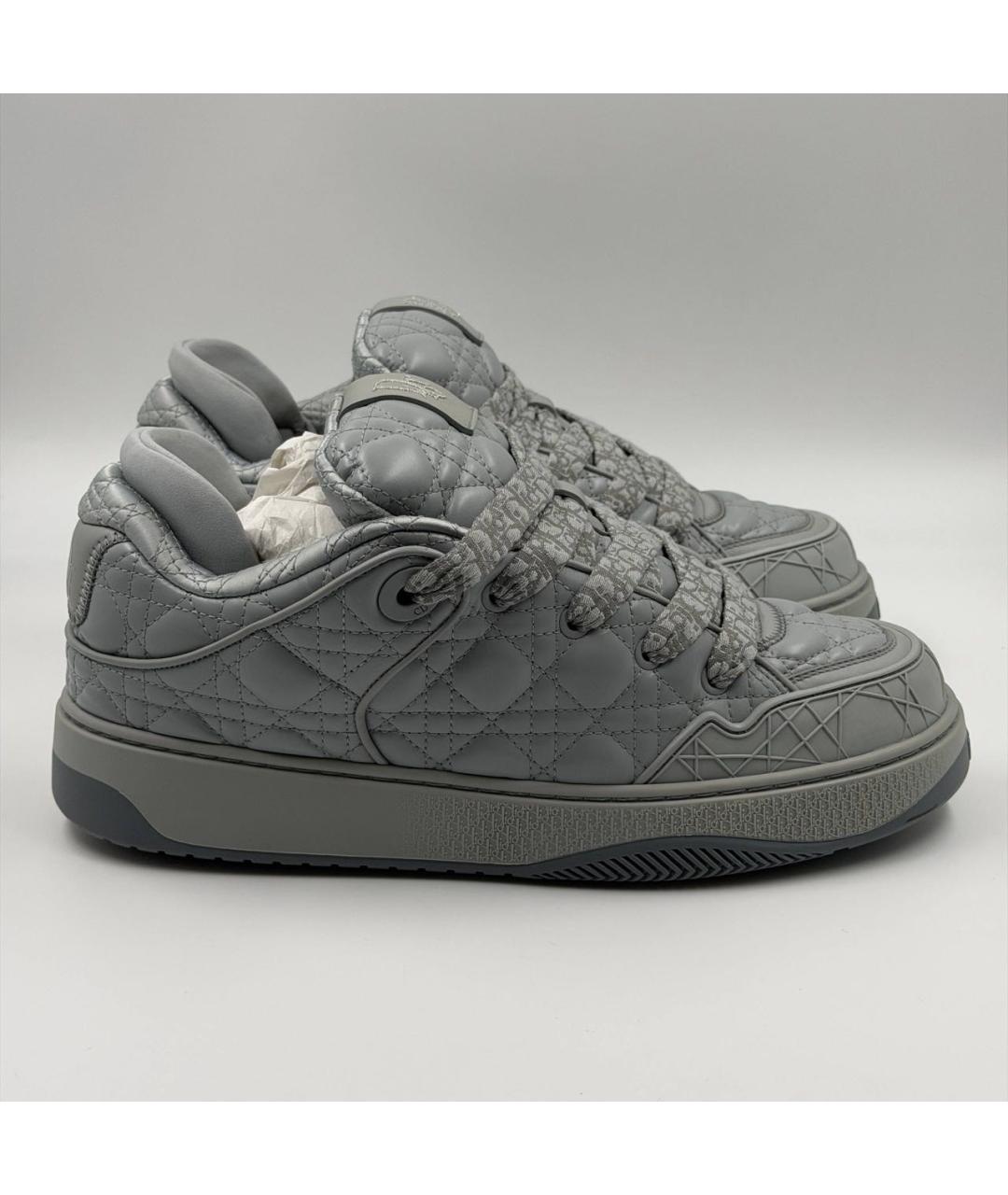 CHRISTIAN DIOR Серые кожаные низкие кроссовки / кеды, фото 7