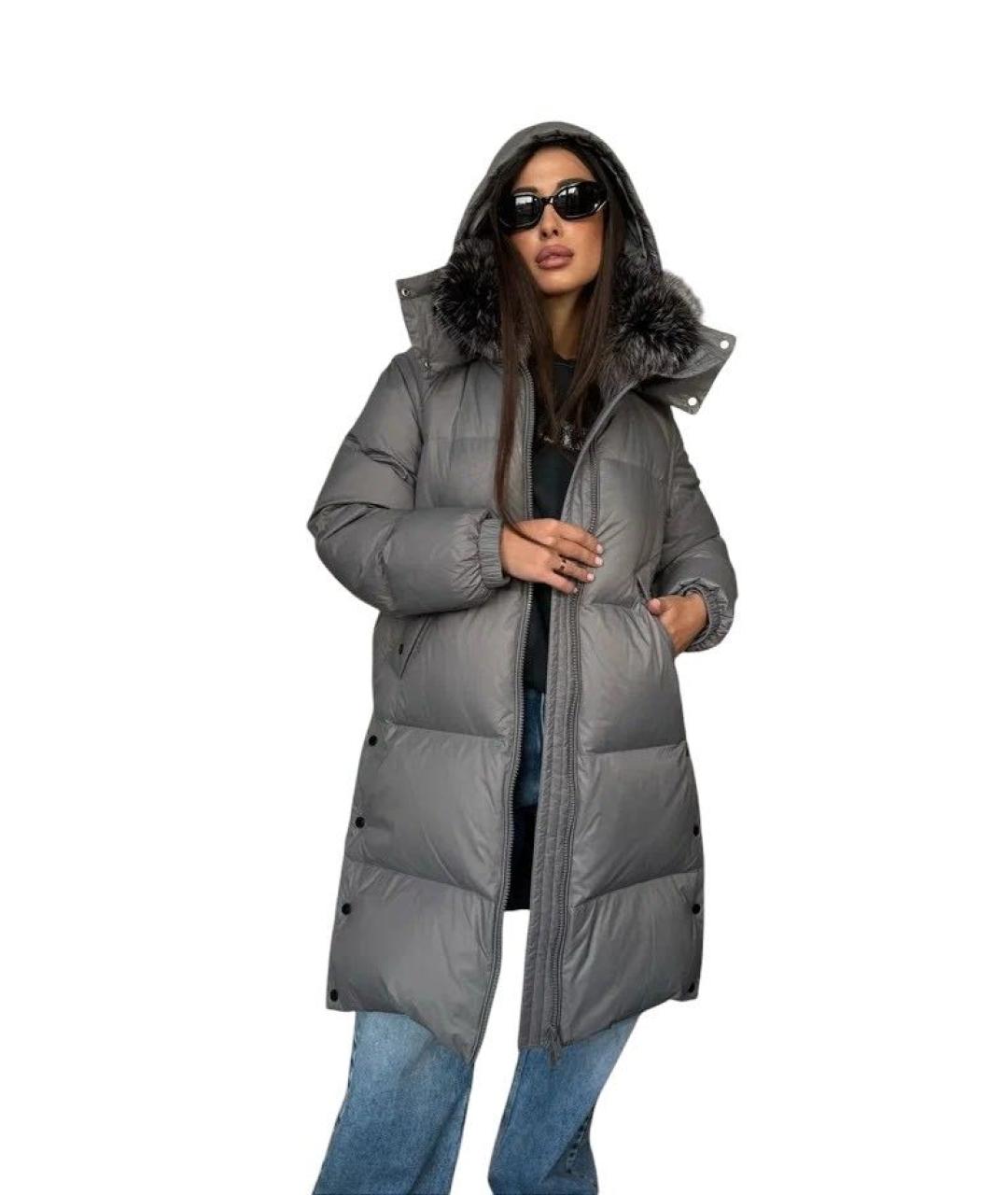 YVES SALOMON Серый полиамидовый пуховик, фото 2