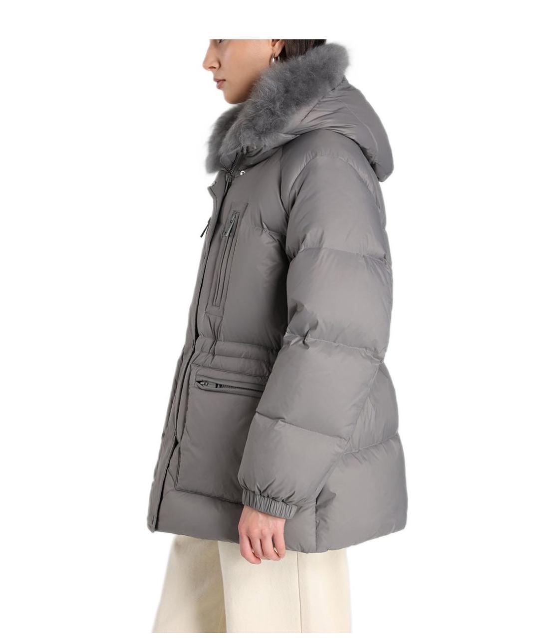 YVES SALOMON Серый полиамидовый пуховик, фото 3