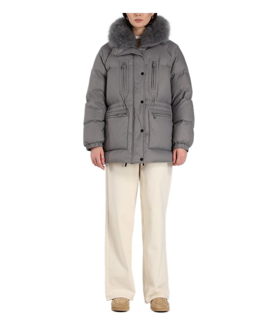 YVES SALOMON Серый полиамидовый пуховик, фото 2