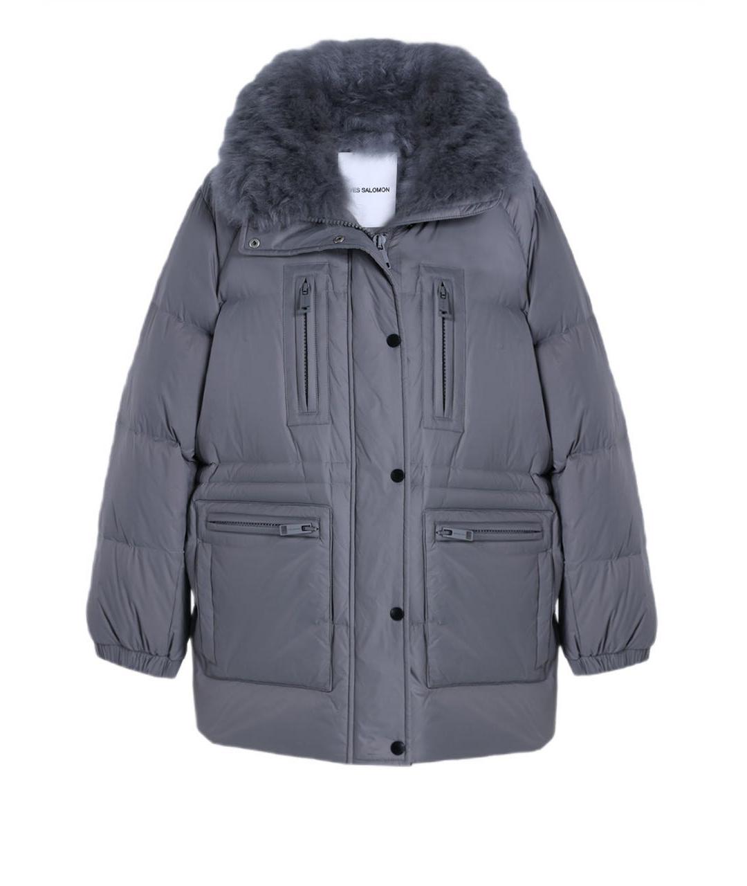 YVES SALOMON Серый полиамидовый пуховик, фото 1