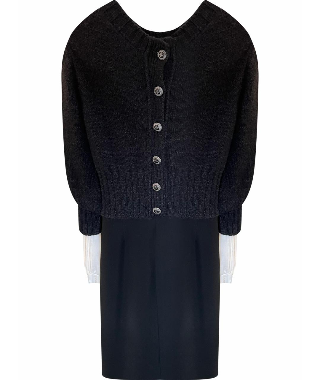 CHANEL Черное кашемировое повседневное платье, фото 1