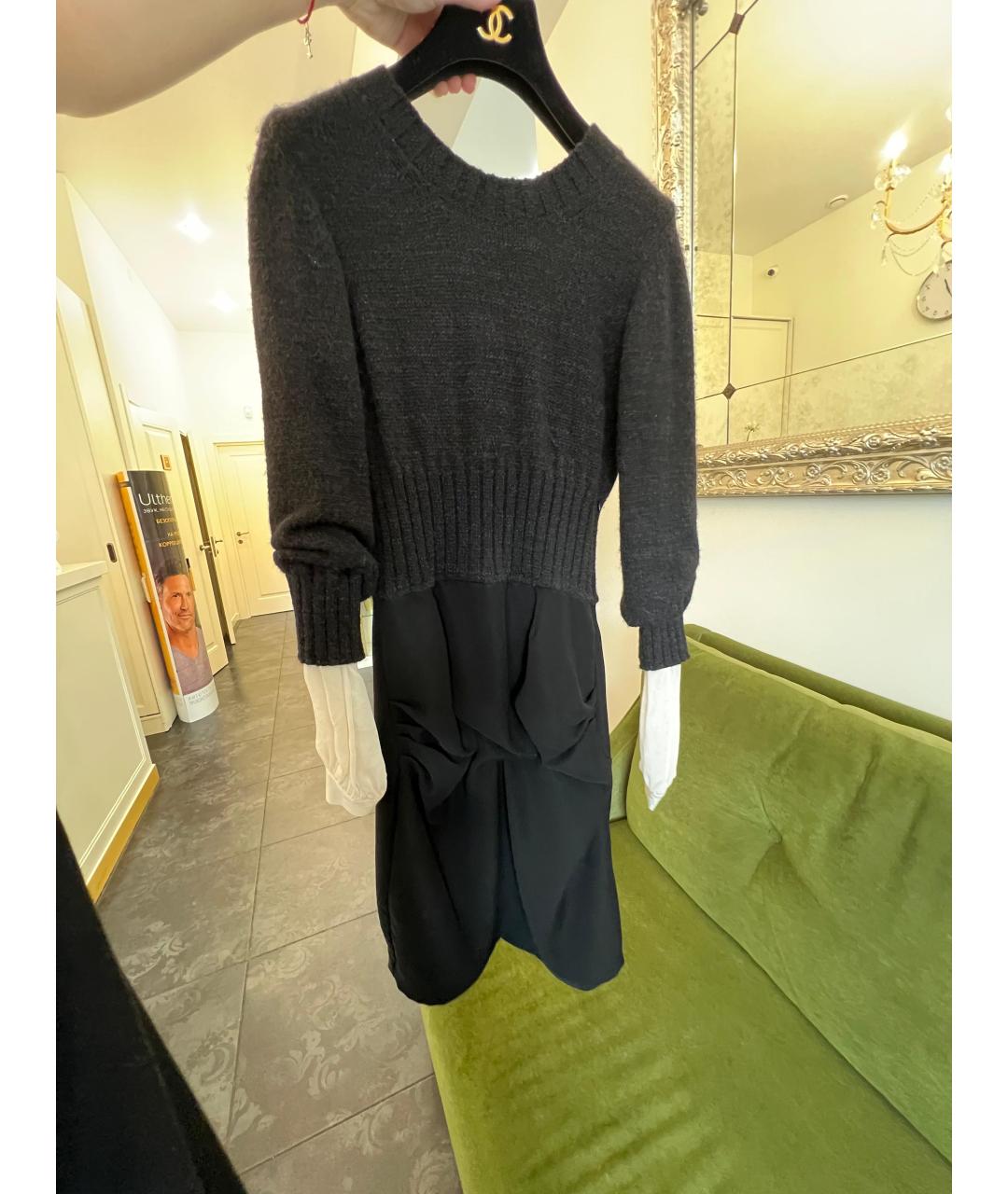 CHANEL Черное кашемировое повседневное платье, фото 2
