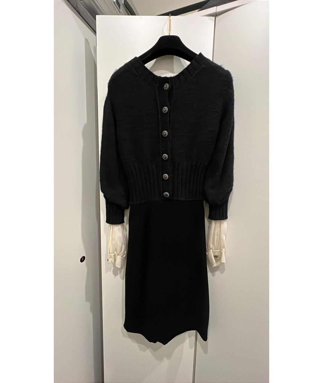CHANEL Черное кашемировое повседневное платье, фото 4