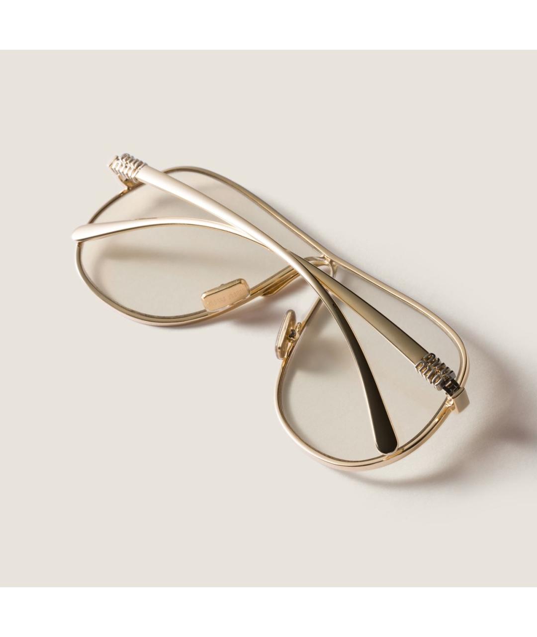 MIU MIU Золотые металлические солнцезащитные очки, фото 2