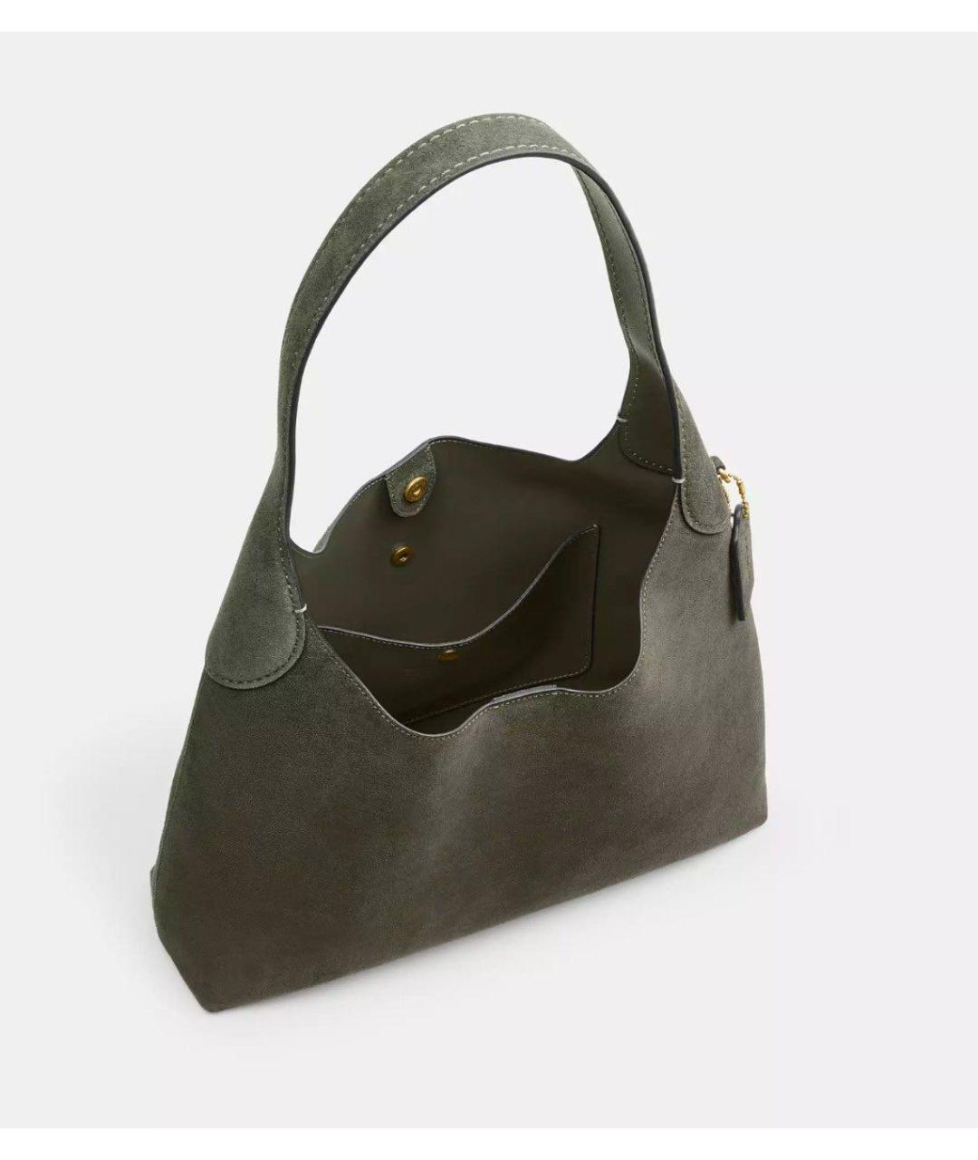 COACH Хаки замшевая сумка тоут, фото 3