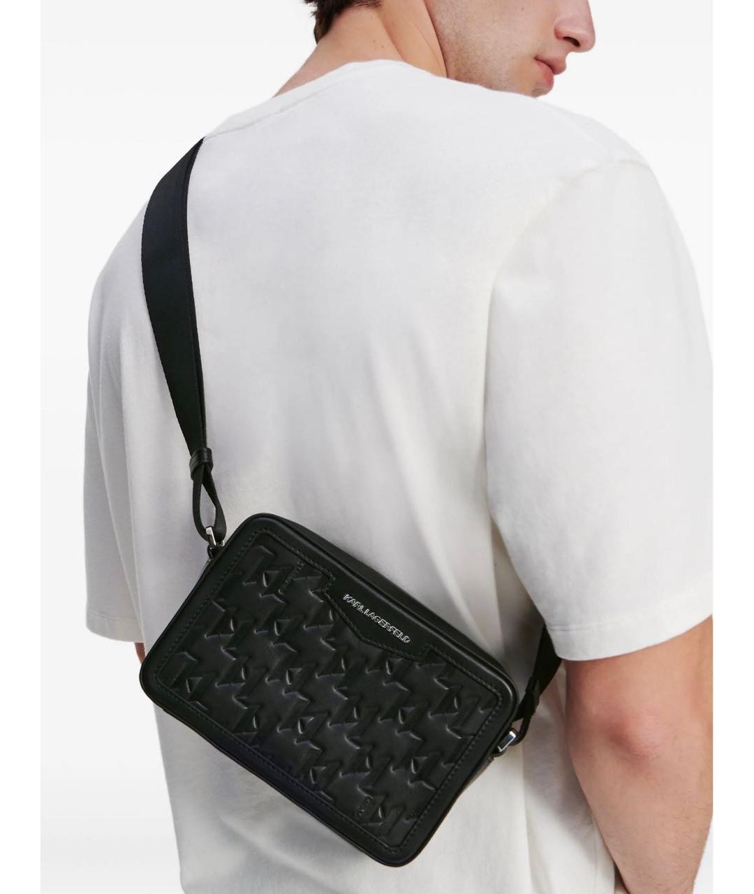 KARL LAGERFELD Черная кожаная сумка на плечо, фото 2