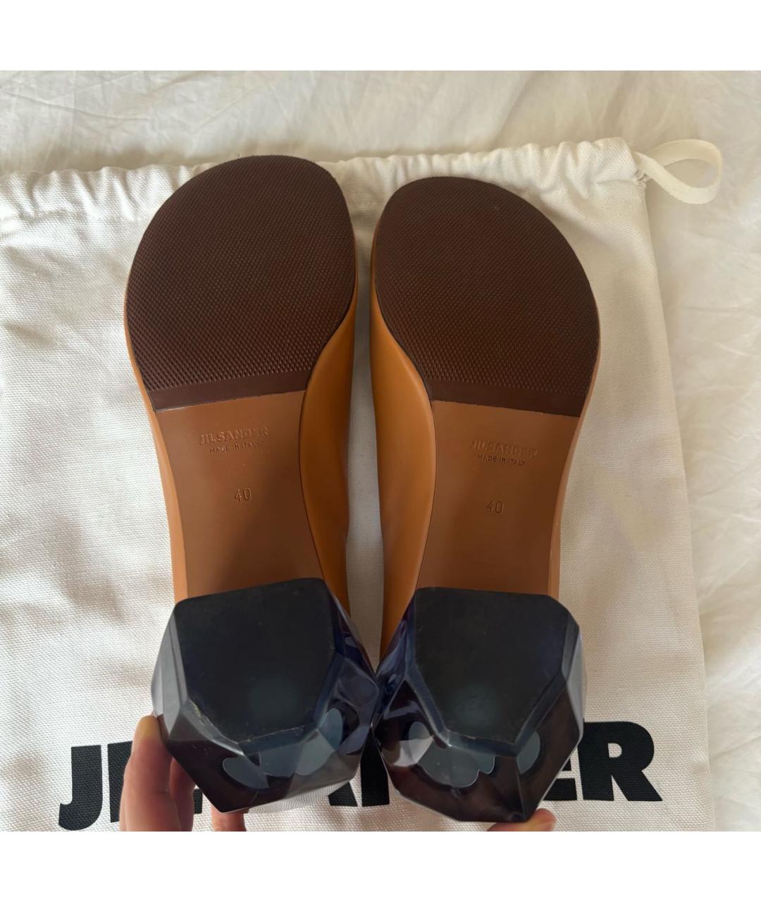 JIL SANDER Коричневые кожаные туфли, фото 8