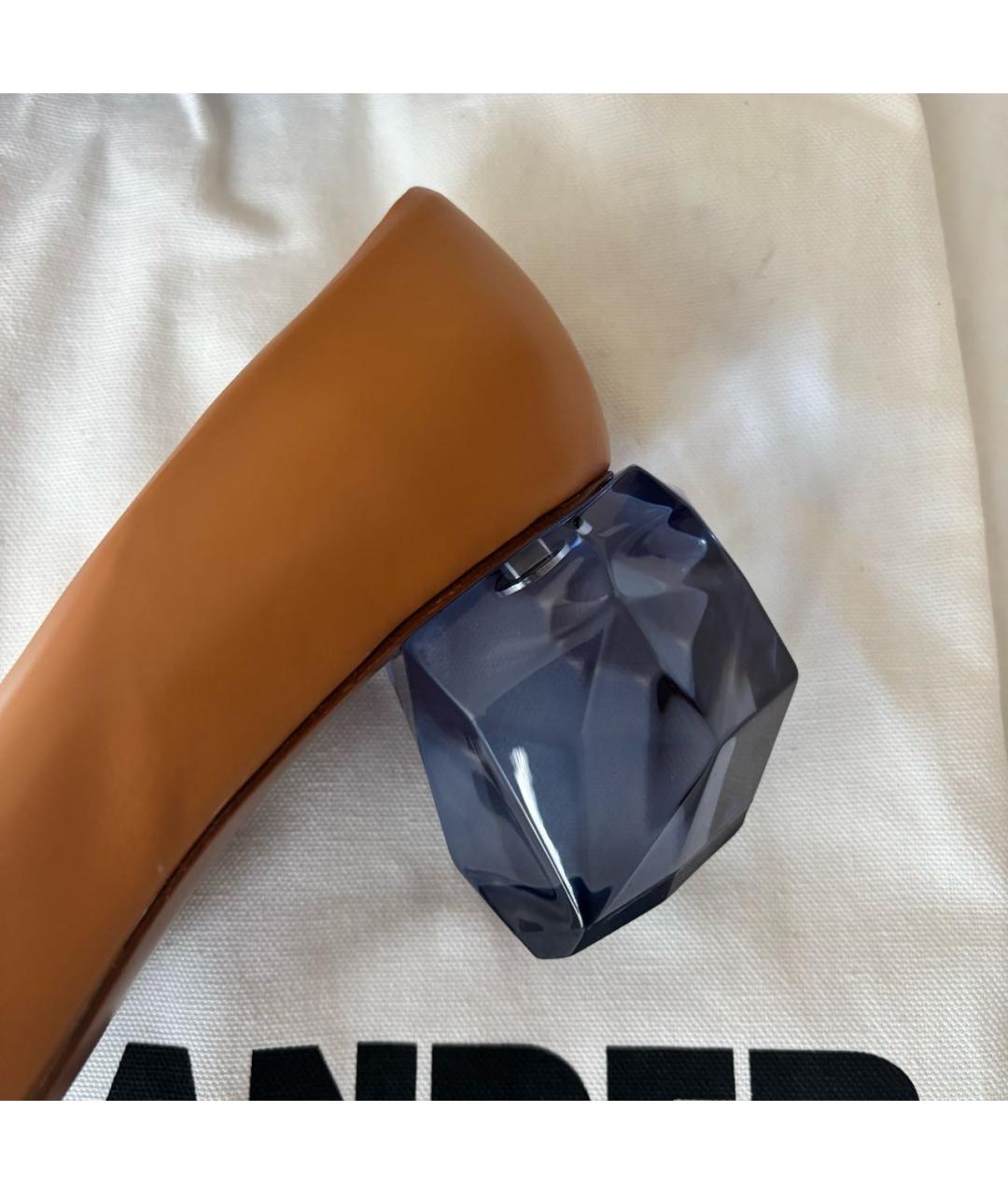 JIL SANDER Коричневые кожаные туфли, фото 6