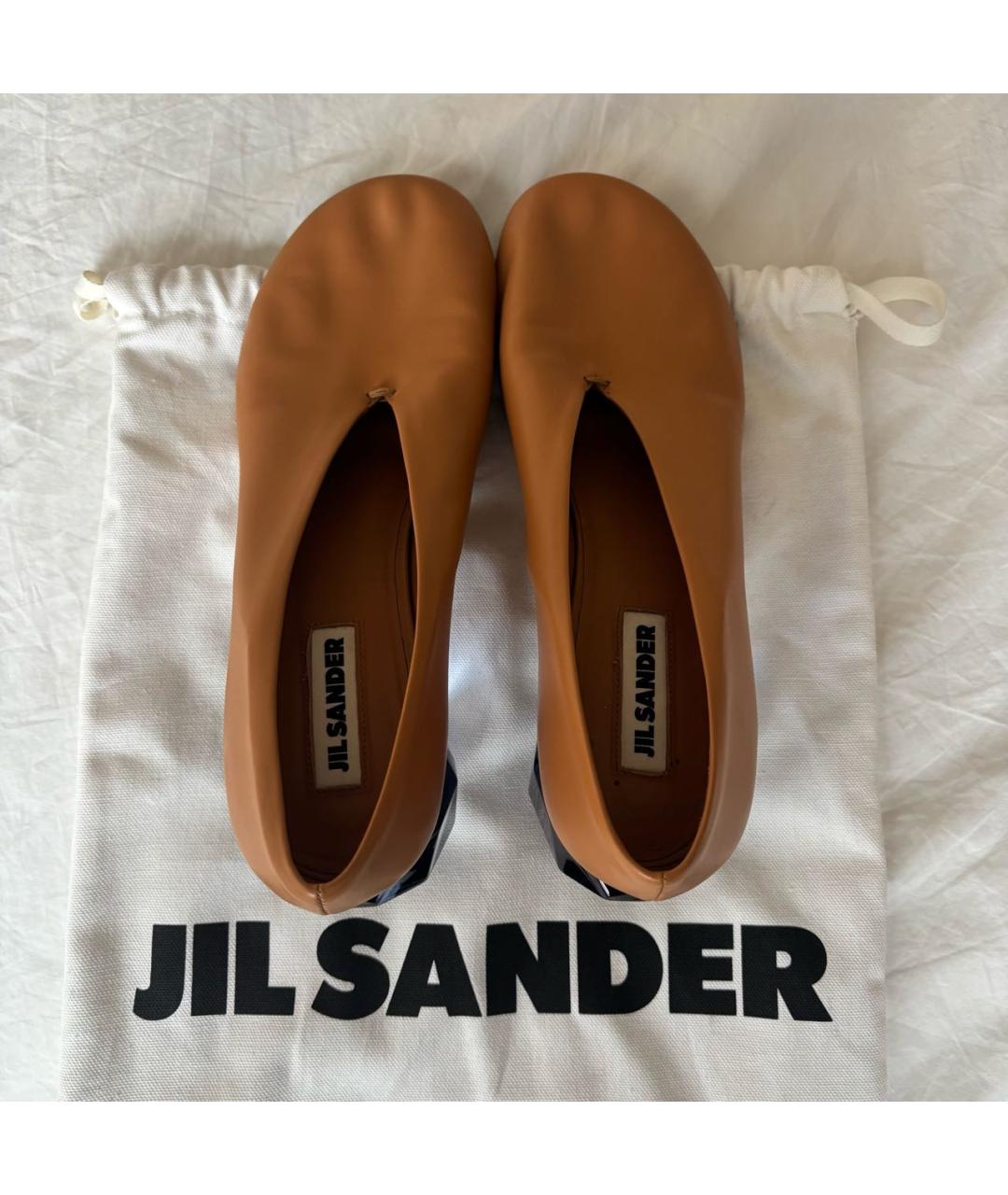 JIL SANDER Коричневые кожаные туфли, фото 5