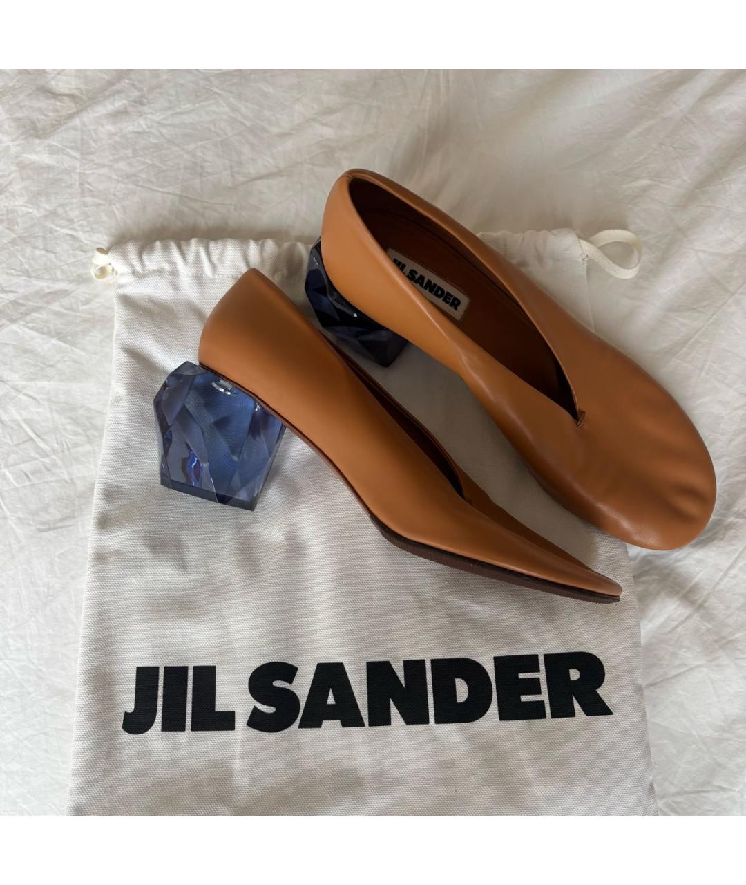 JIL SANDER Коричневые кожаные туфли, фото 2