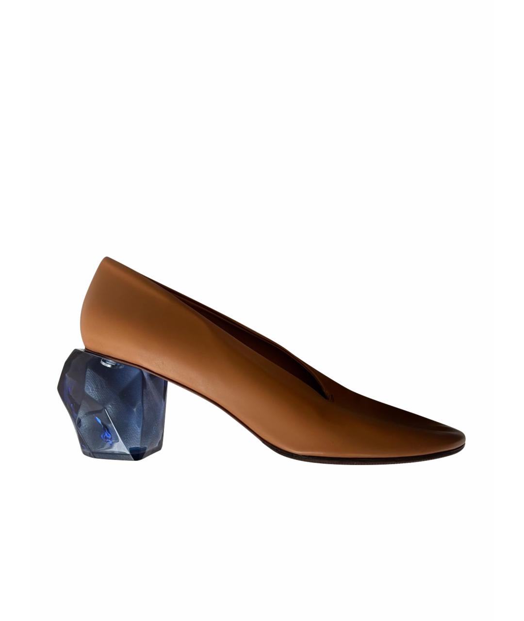 JIL SANDER Коричневые кожаные туфли, фото 1