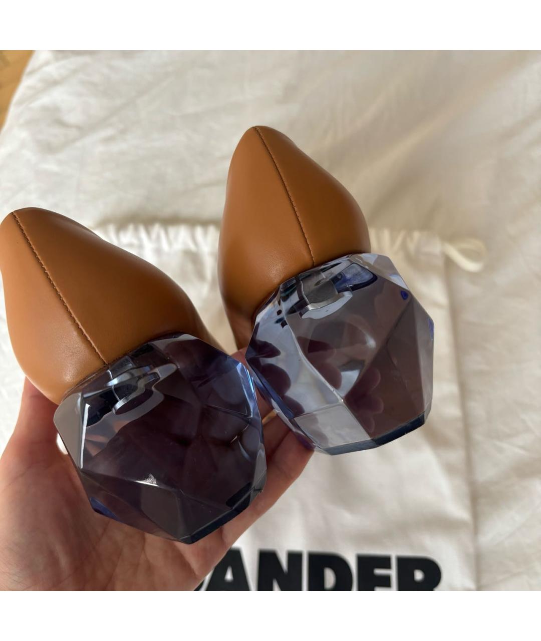 JIL SANDER Коричневые кожаные туфли, фото 4