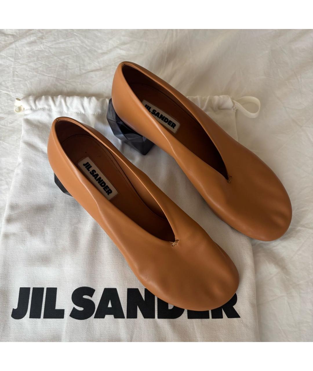 JIL SANDER Коричневые кожаные туфли, фото 3