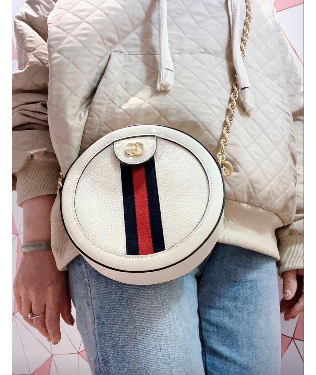 GUCCI Белая кожаная сумка через плечо, фото 7