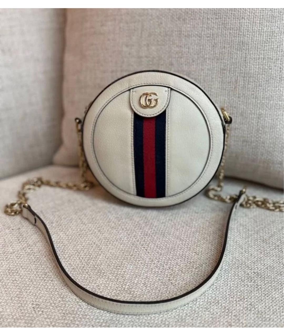 GUCCI Белая кожаная сумка через плечо, фото 2