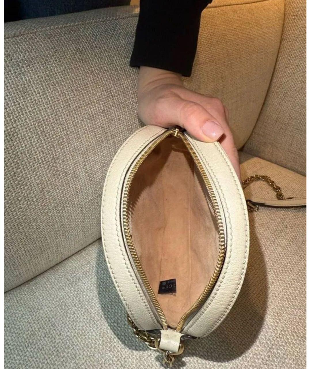 GUCCI Белая кожаная сумка через плечо, фото 6