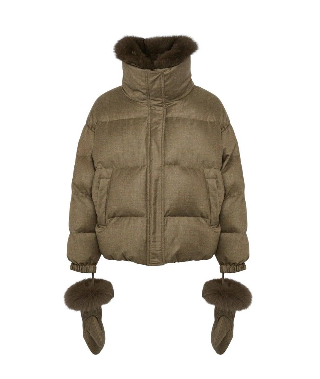 YVES SALOMON Хаки шерстяной пуховик, фото 1