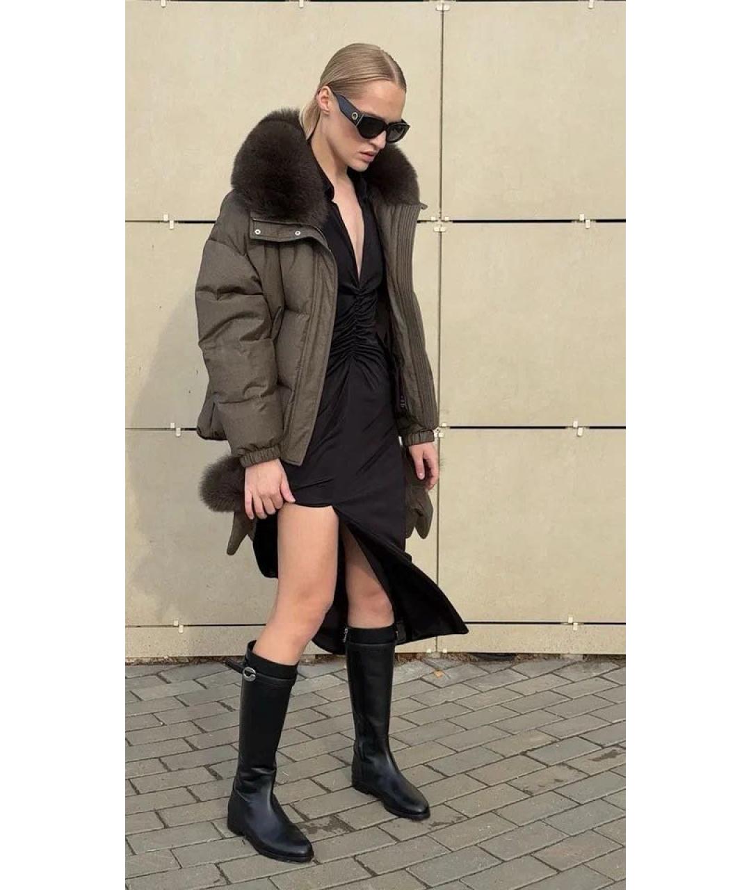 YVES SALOMON Хаки шерстяной пуховик, фото 4