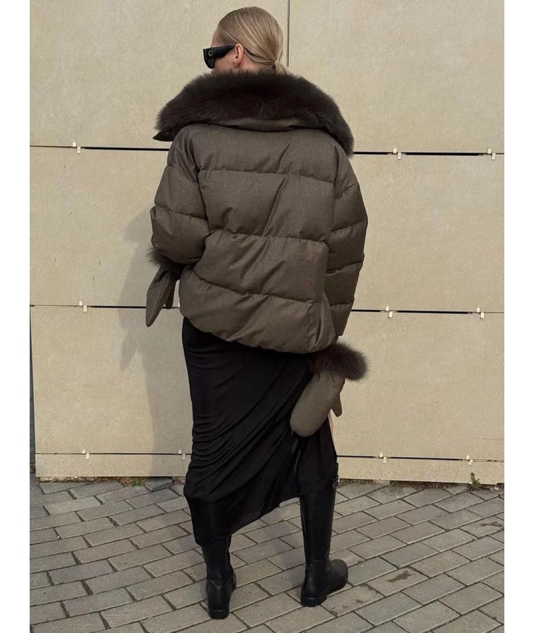 YVES SALOMON Хаки шерстяной пуховик, фото 3