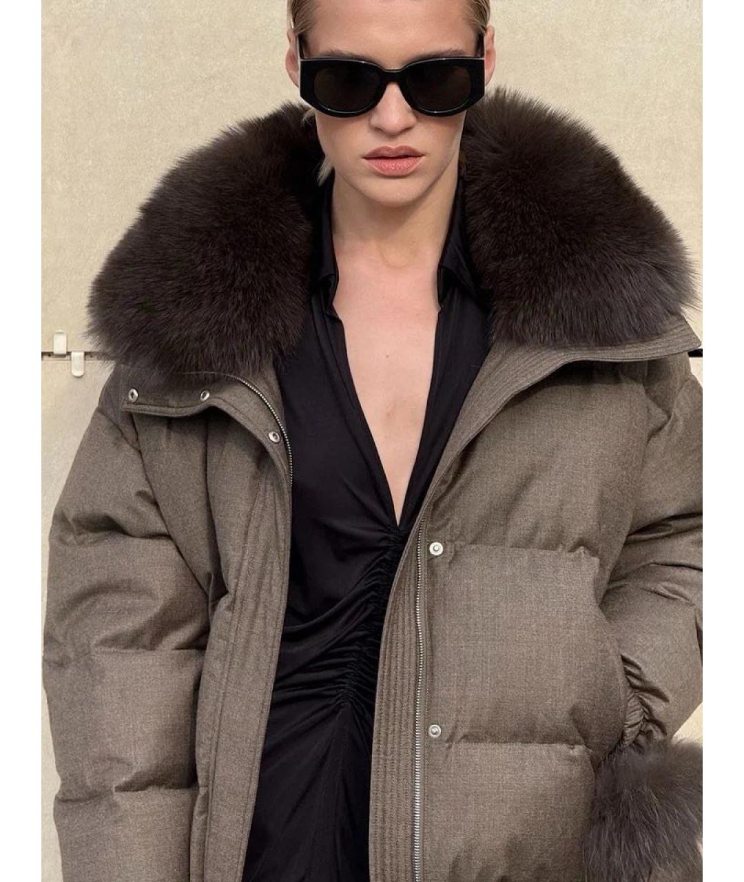 YVES SALOMON Хаки шерстяной пуховик, фото 2