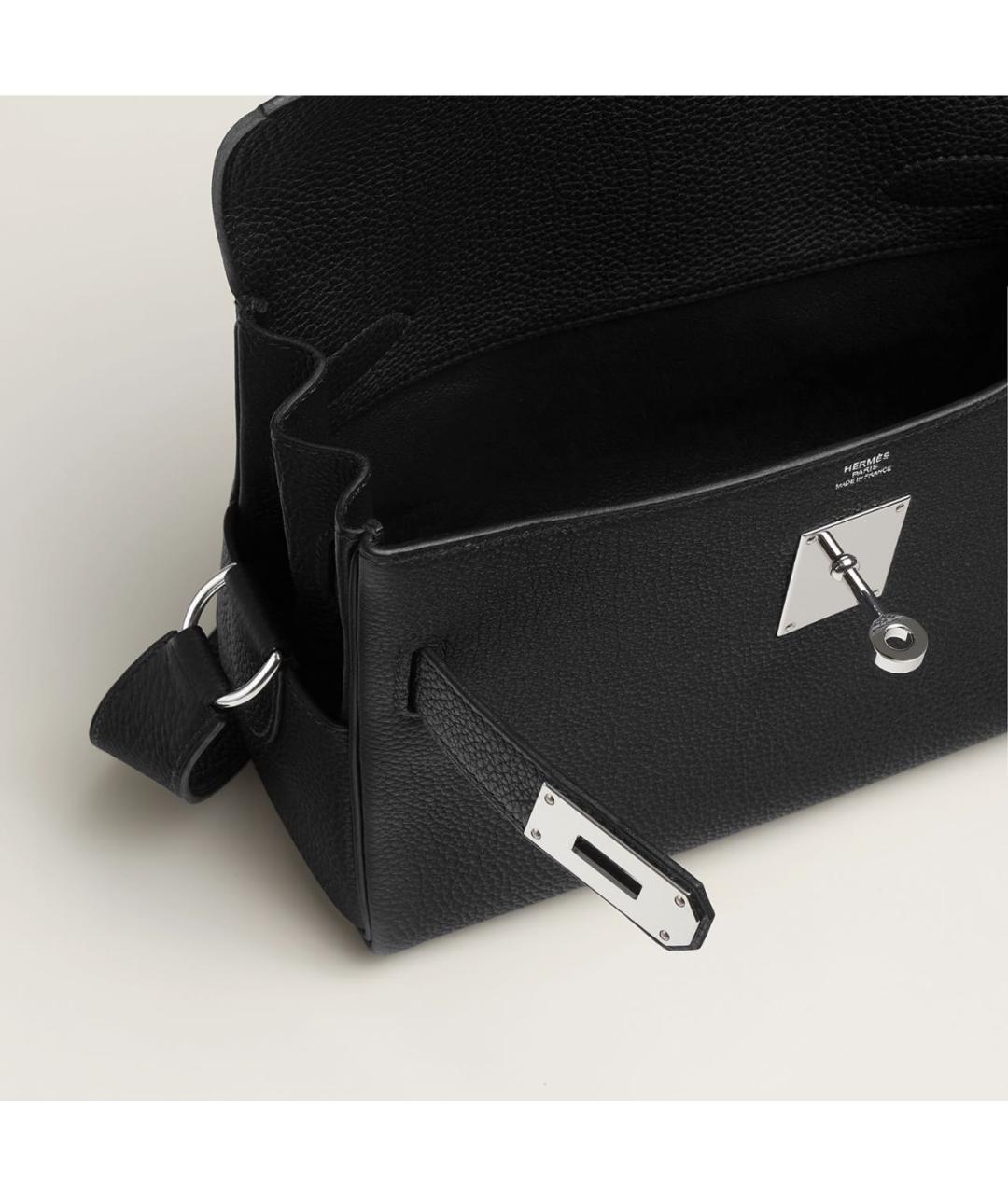 HERMES Черная кожаная сумка на плечо, фото 3