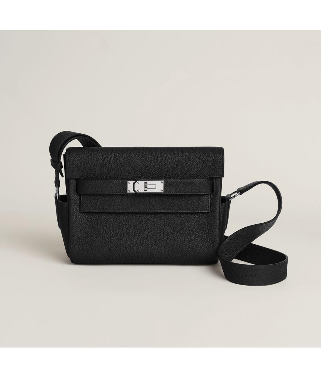 HERMES Черная кожаная сумка на плечо, фото 5