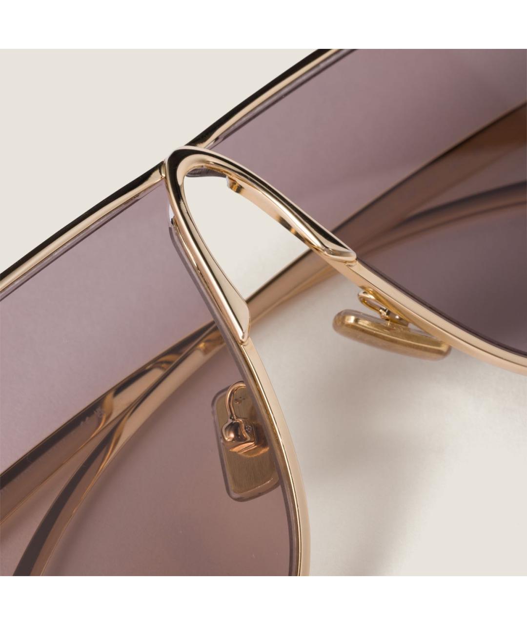 MIU MIU Золотые металлические солнцезащитные очки, фото 2