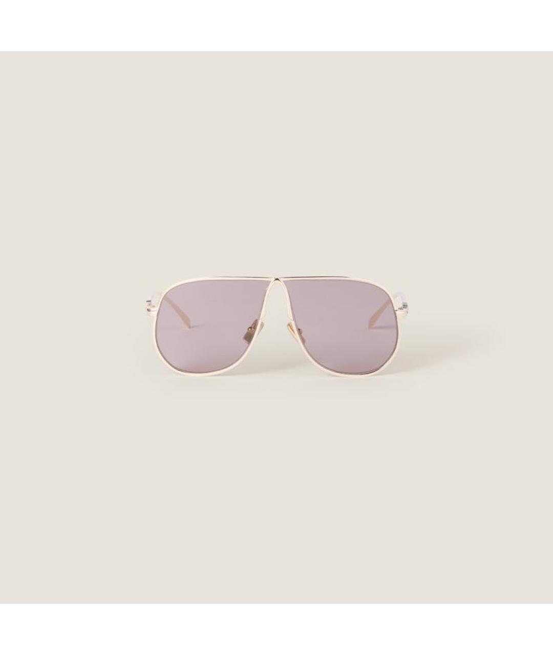 MIU MIU Золотые металлические солнцезащитные очки, фото 3