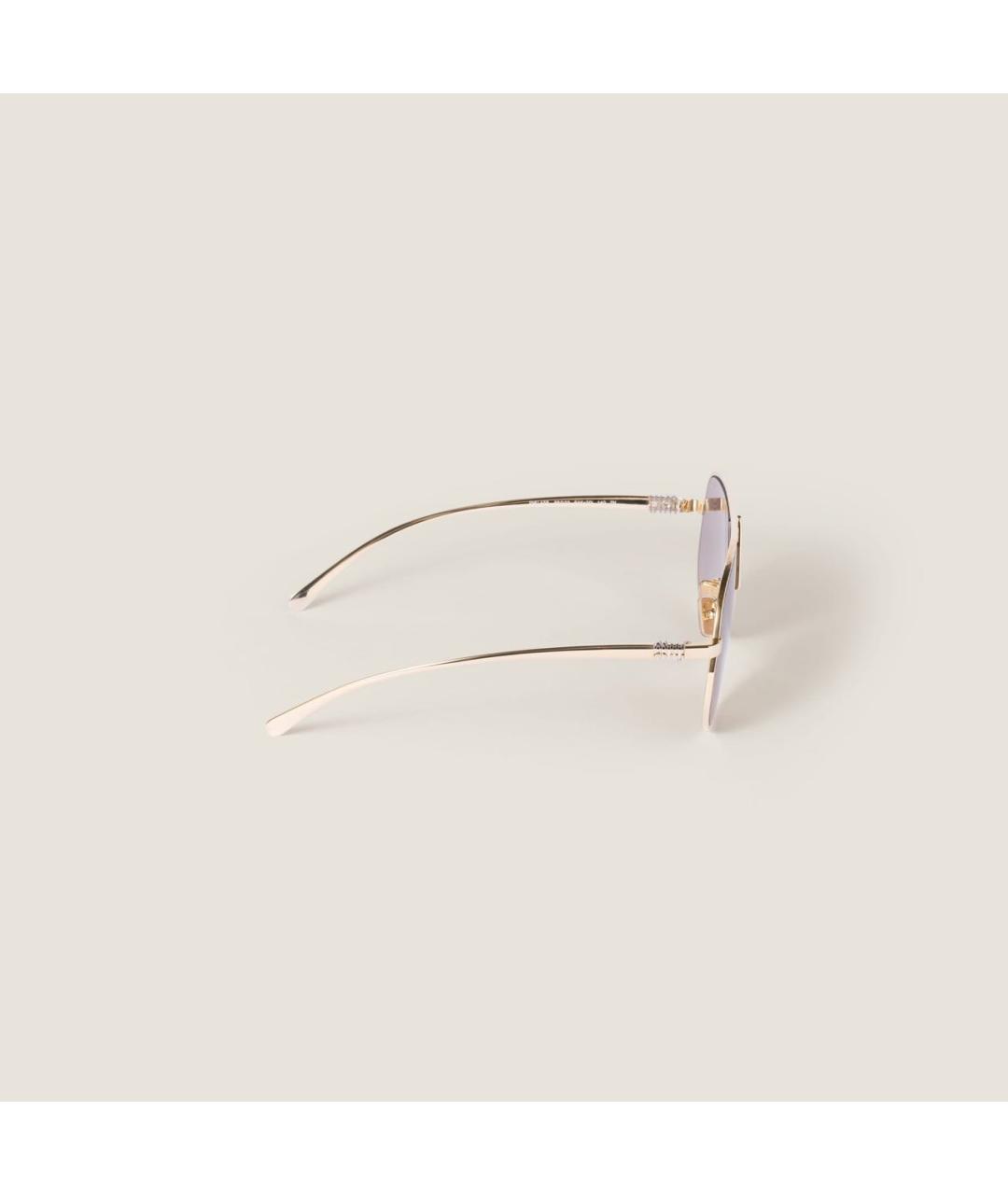 MIU MIU Золотые металлические солнцезащитные очки, фото 4