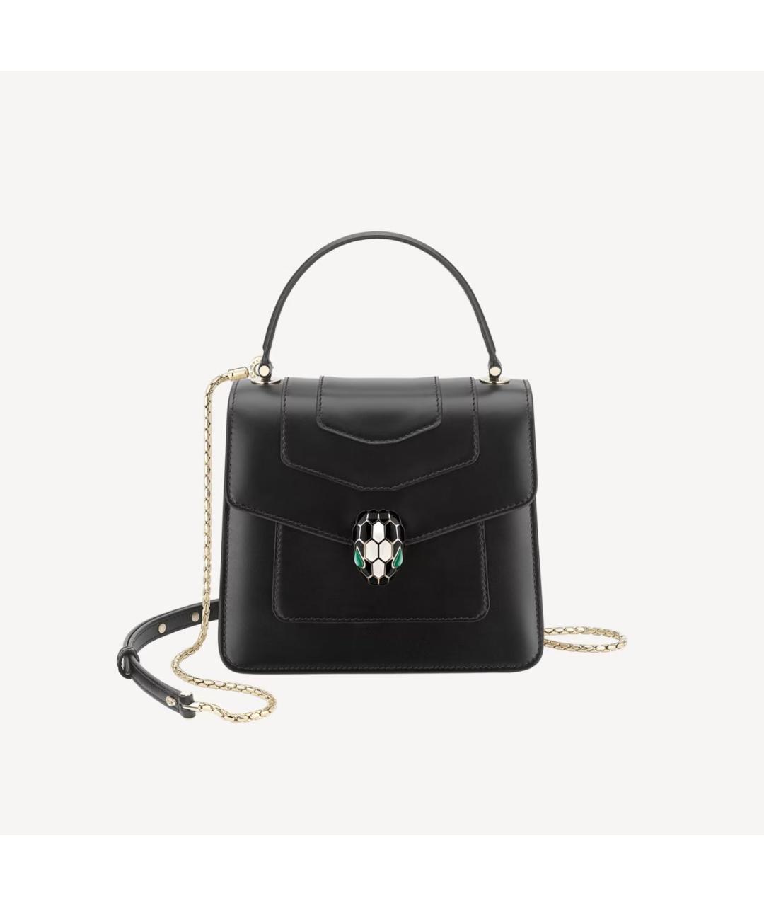 BVLGARI Черная кожаная сумка с короткими ручками, фото 9