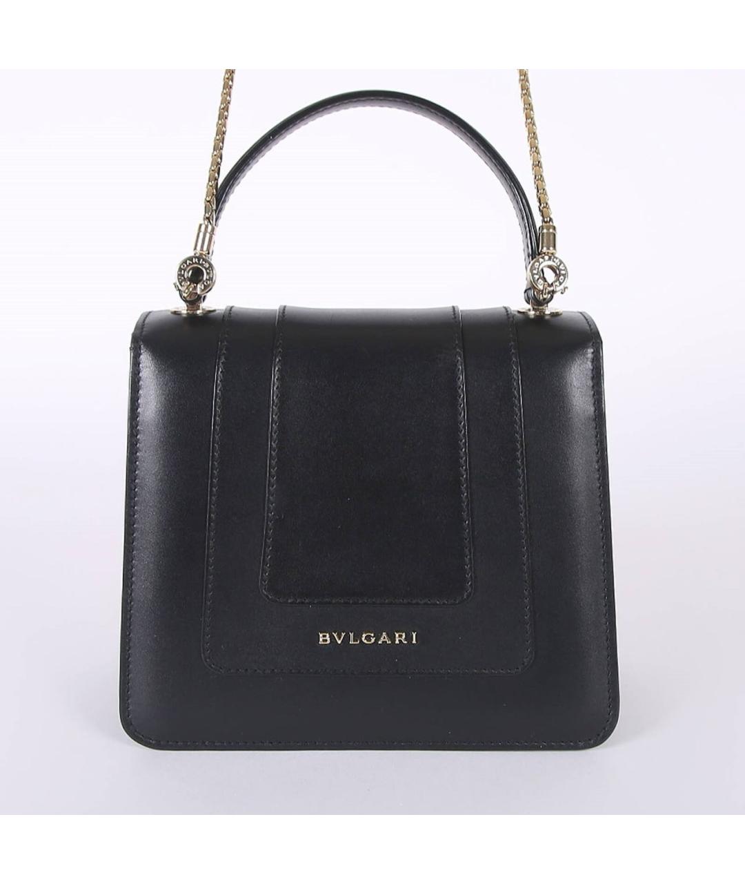 BVLGARI Черная кожаная сумка с короткими ручками, фото 3