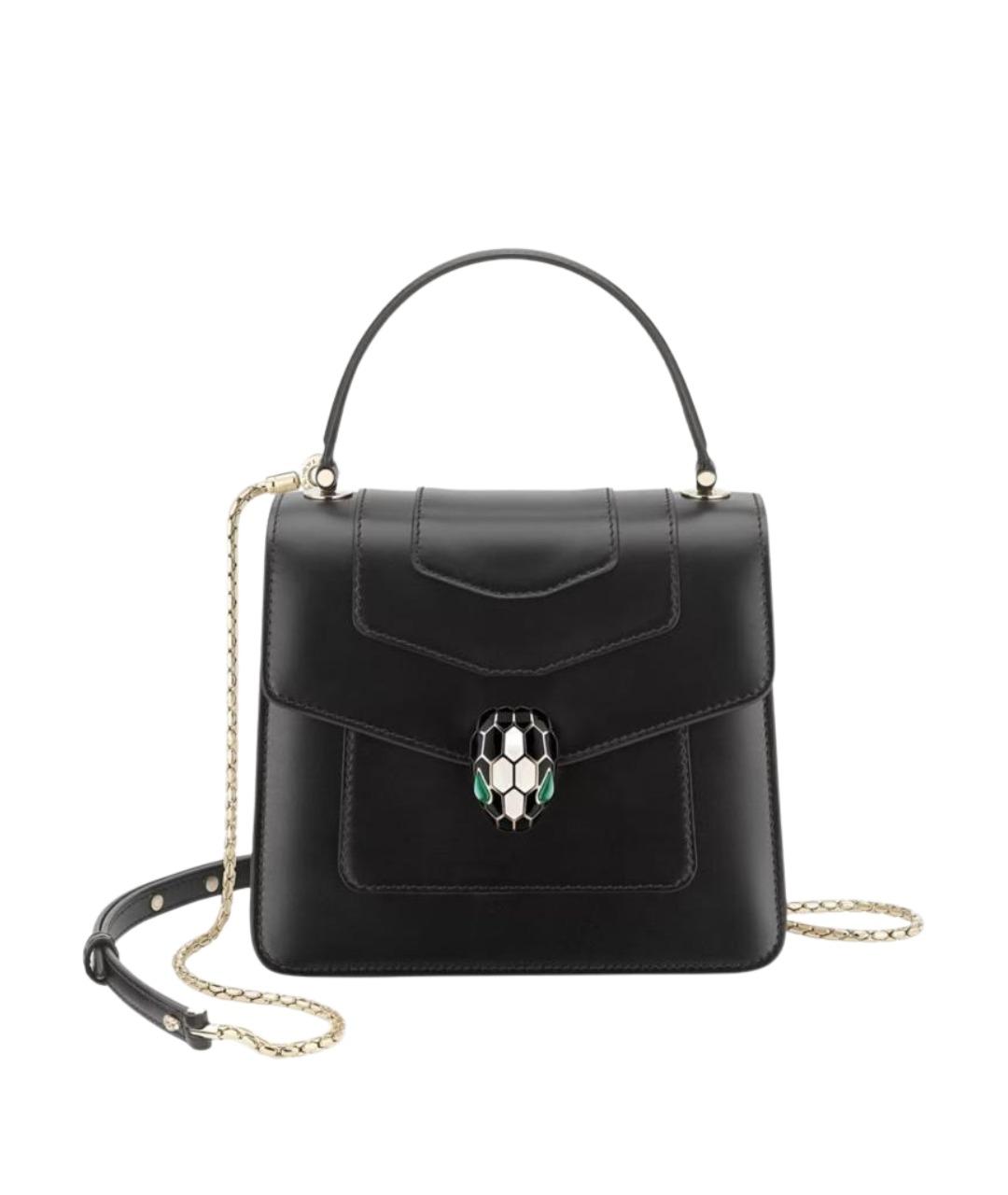 BVLGARI Черная кожаная сумка с короткими ручками, фото 1