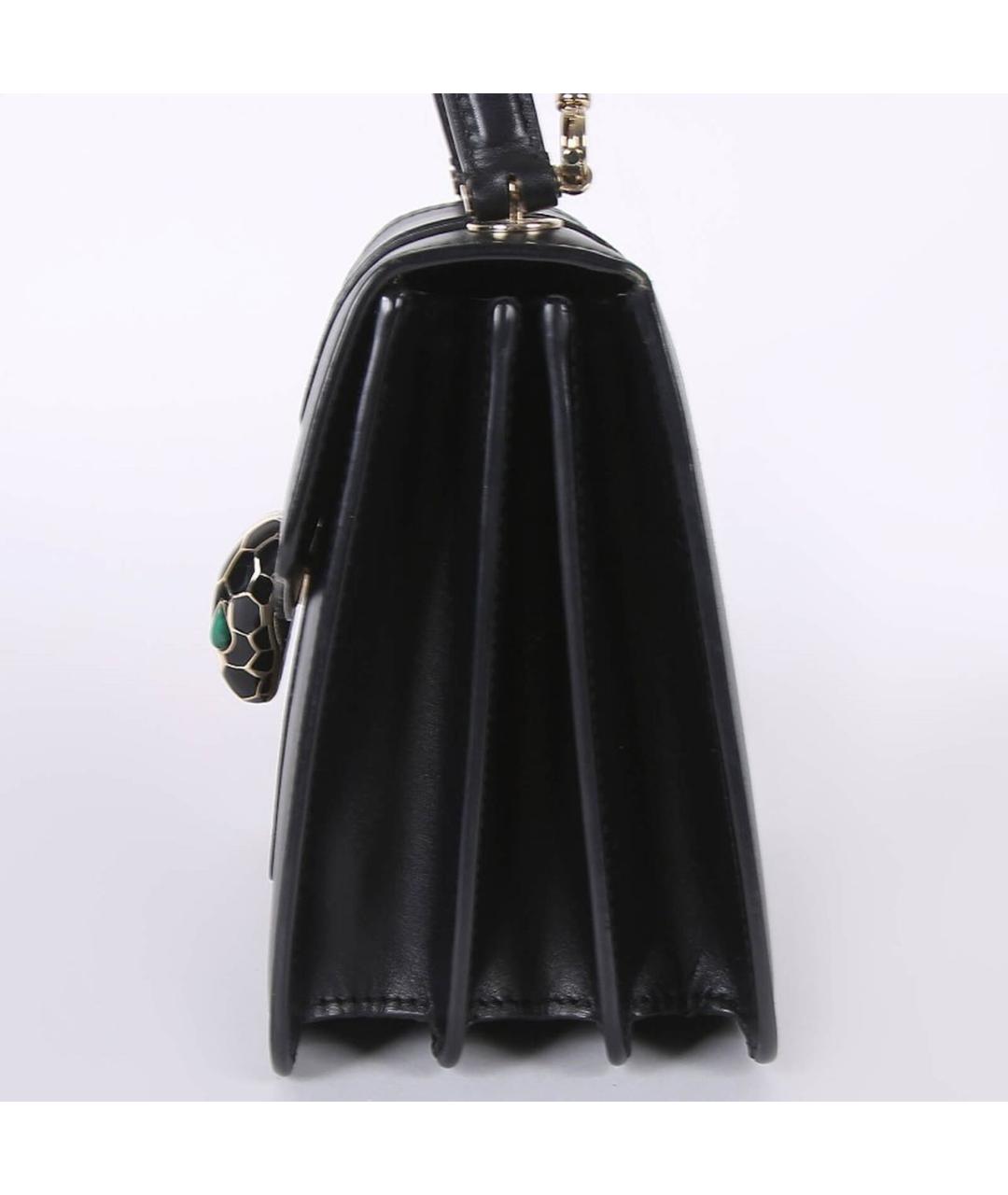 BVLGARI Черная кожаная сумка с короткими ручками, фото 7