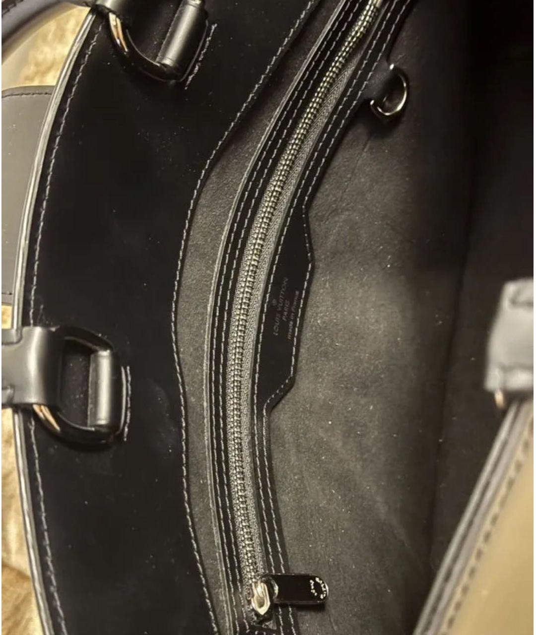 LOUIS VUITTON Черная кожаная сумка с короткими ручками, фото 4