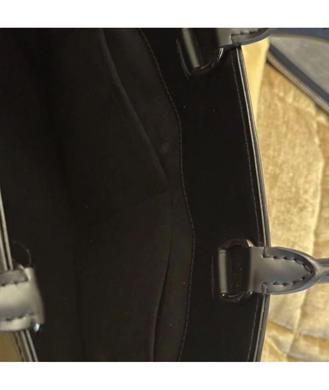 LOUIS VUITTON Черная кожаная сумка с короткими ручками, фото 6