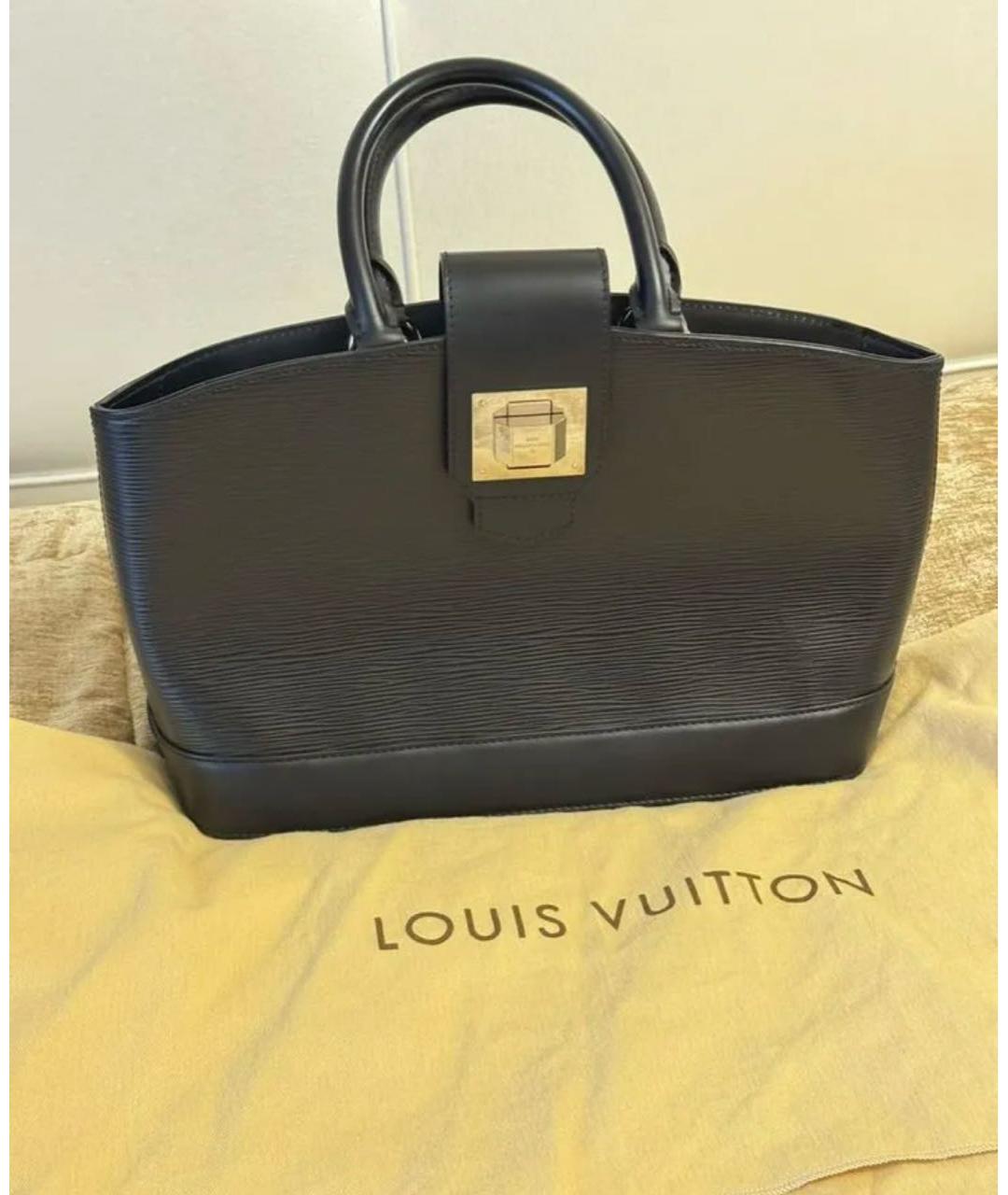 LOUIS VUITTON Черная кожаная сумка с короткими ручками, фото 7