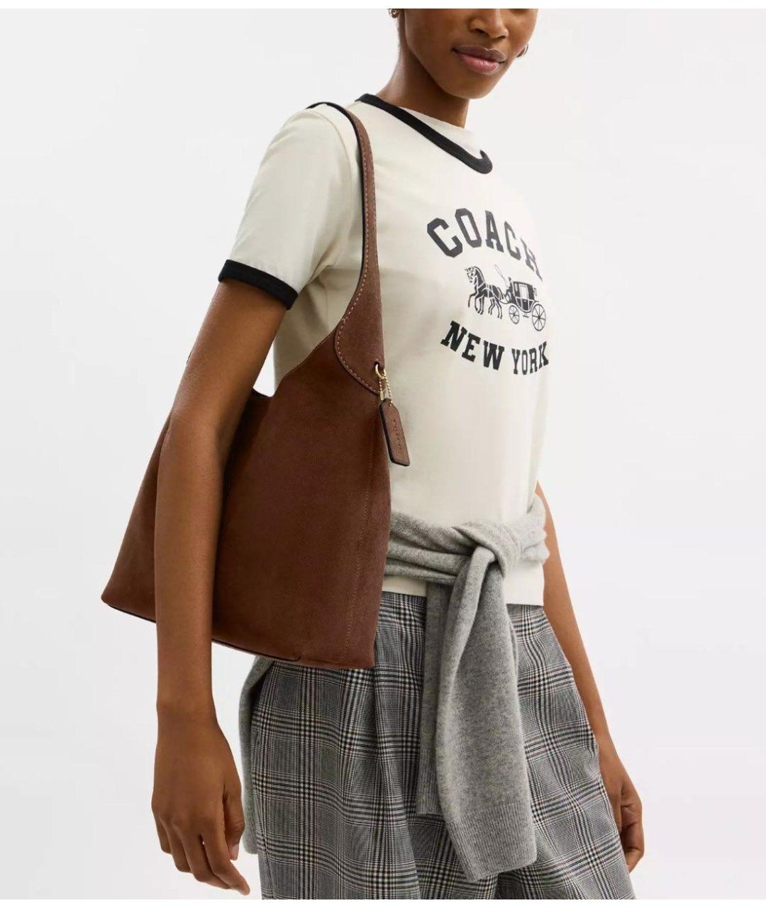 COACH Коричневая замшевая сумка тоут, фото 3