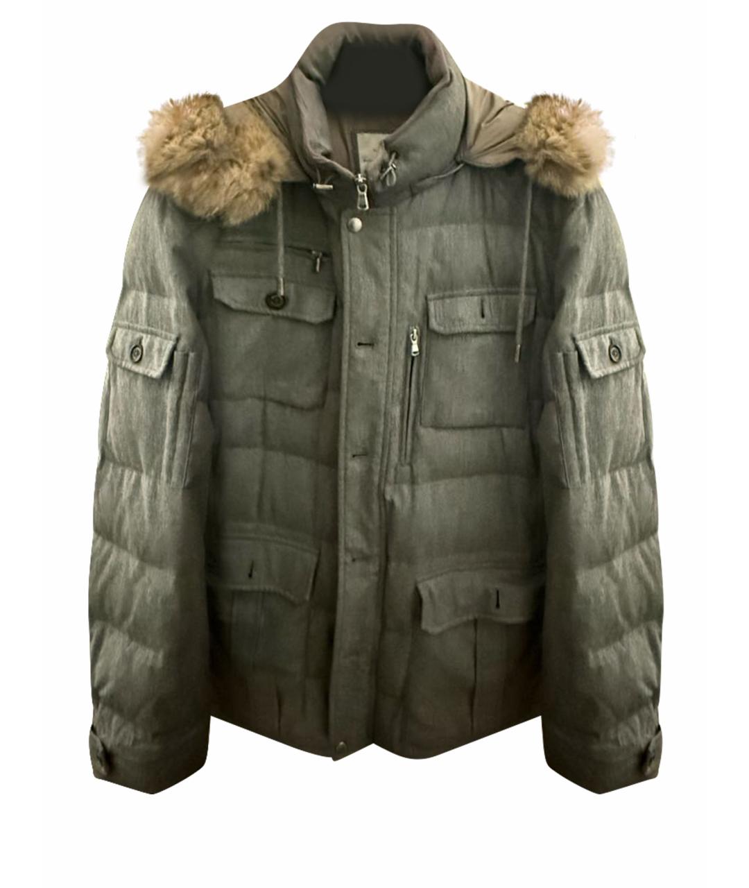 BRUNELLO CUCINELLI Серый шерстяной пуховик, фото 1