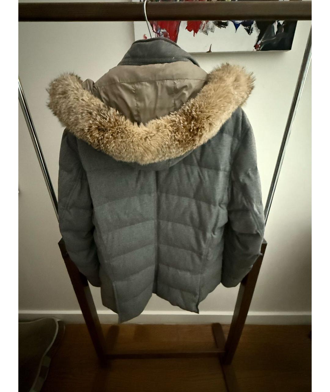 BRUNELLO CUCINELLI Серый шерстяной пуховик, фото 2