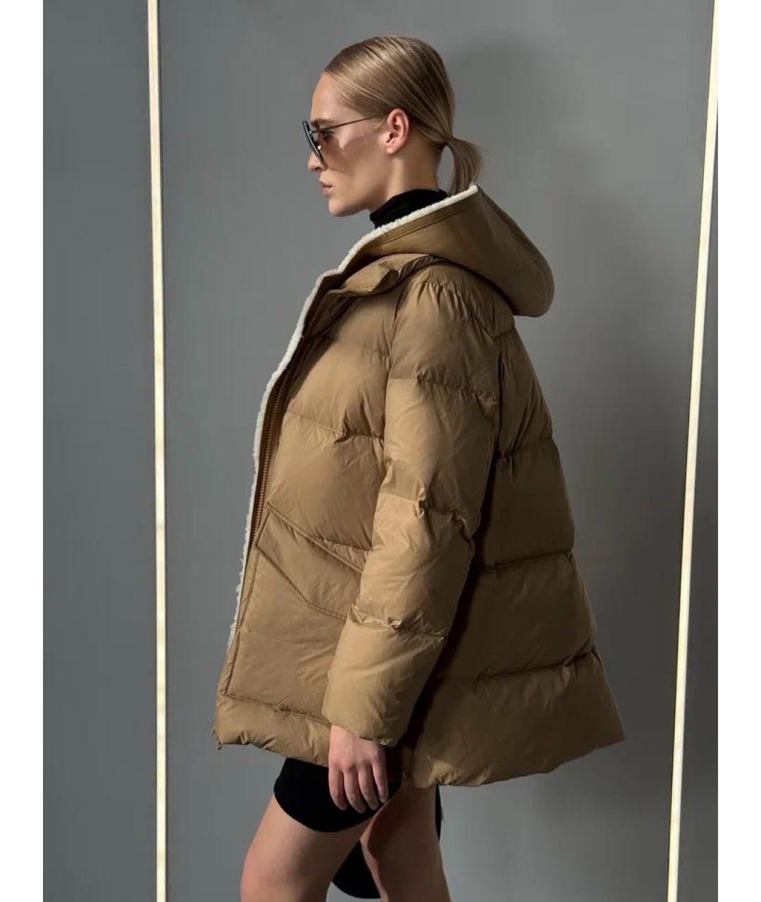 YVES SALOMON Бежевый полиамидовый пуховик, фото 4